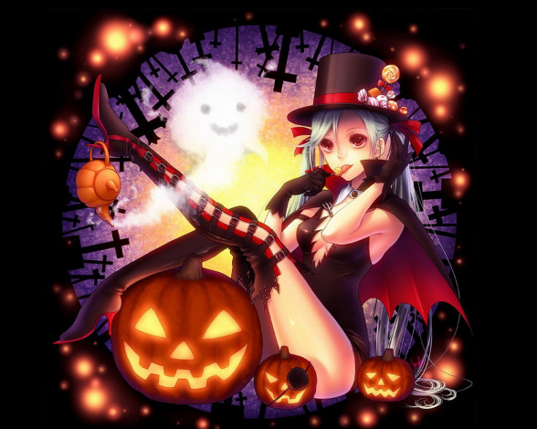 Обои картинки фото аниме, halloween, magic