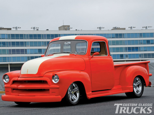 Обои картинки фото 1955, chevorlet, truck, автомобили, custom, pick, up