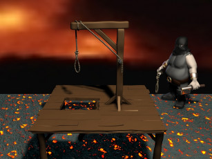Картинка 3д графика horror ужас виселица палач