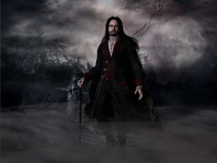 Картинка 3д графика people люди ночь луна трость