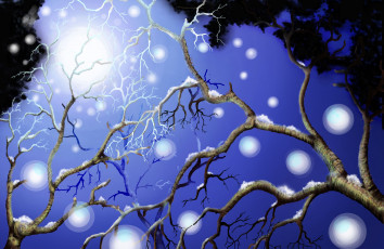 Картинка 3д графика nature landscape природа ветка снег