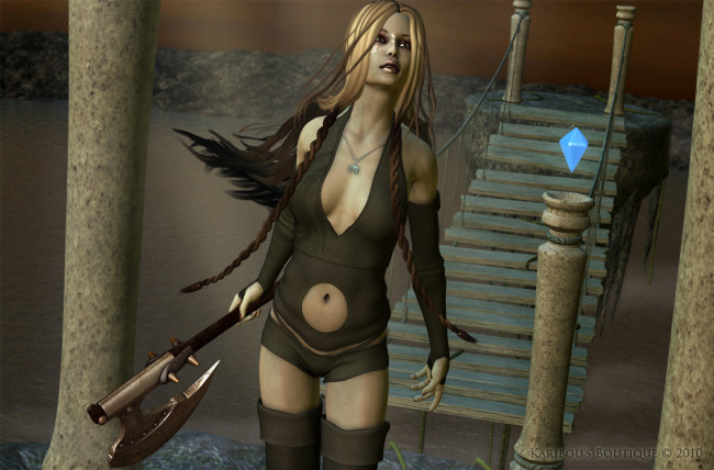 Обои картинки фото 3д, графика, amazon, амазонки, девушка, косички, оружия