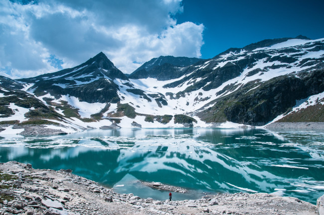 Обои картинки фото природа, реки, озера, пейзаж, снежные, вершины