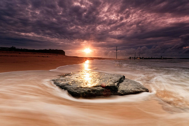 Обои картинки фото природа, восходы, закаты, закат, побережье, море