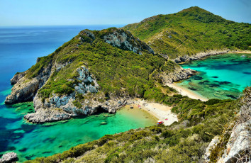 Картинка природа побережье растительность скалистый берег бухта море