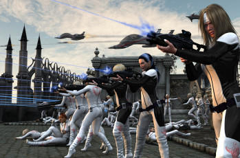 Картинка 3д+графика фантазия+ fantasy оружие фон взгляд девушки