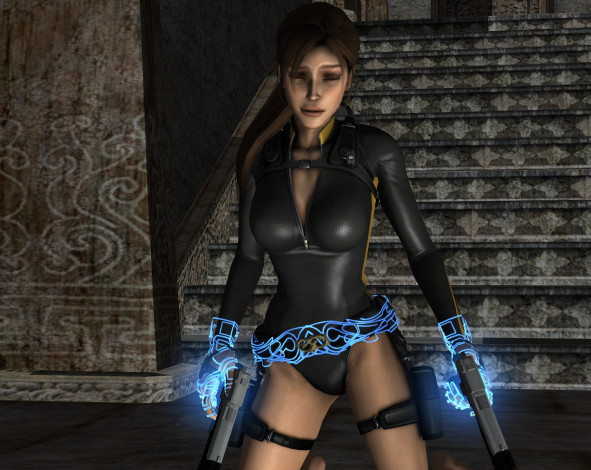 Обои картинки фото 3д графика, фантазия , fantasy, оружие, фон, взгляд, девушка