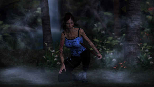 Обои картинки фото 3д графика, фантазия , fantasy, взгляд, девушка, грязь, фон