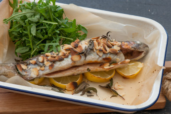 Картинка еда рыба +морепродукты +суши +роллы лимон зелень