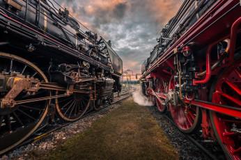 Картинка техника паровозы состав локомотив рельсы