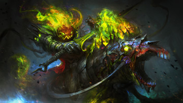 Картинка праздничные хэллоуин праздник магия halloween тыква меч тьма lord pumpkinton лошадь