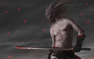 Картинка фэнтези демоны меч перчатки искры демон