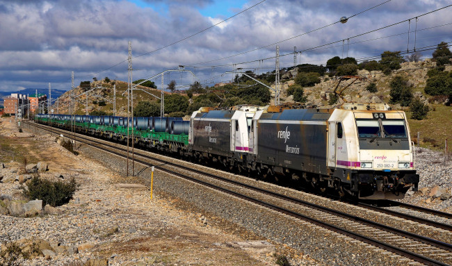 Обои картинки фото техника, поезда, рельсы, локомотив, состав