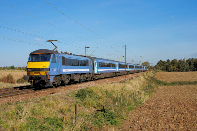 Обои картинки фото техника, поезда, рельсы, локомотив, состав