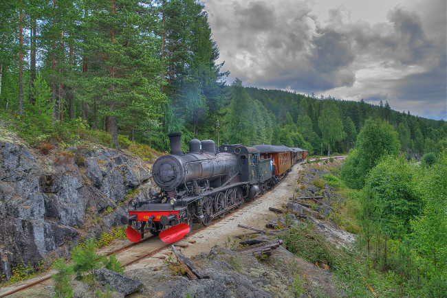 Обои картинки фото техника, паровозы, локомотив, рельсы, состав