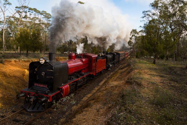 Обои картинки фото техника, паровозы, состав, локомотив, рельсы