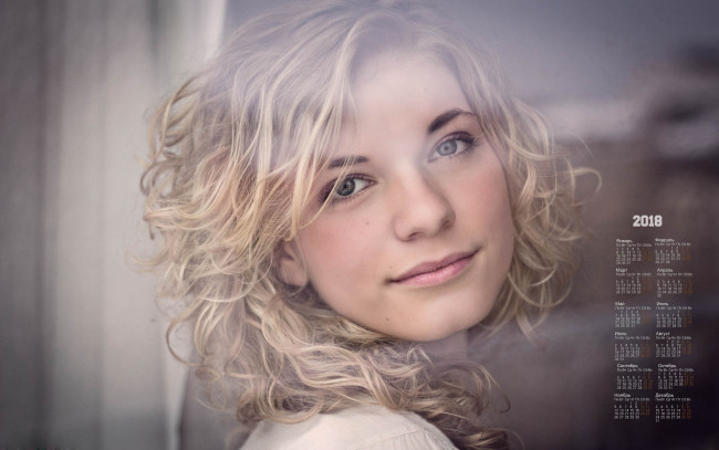 Обои картинки фото календари, девушки, лицо, взгляд, кудри