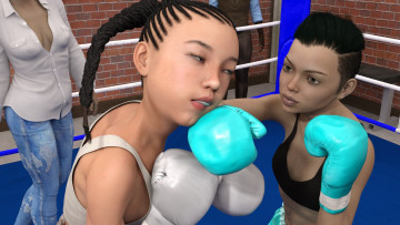 Картинка 3д+графика спорт+ sport бокс ринг грудь фон взгляд девушки