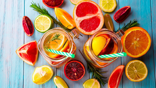 Обои картинки фото еда, напитки, лимон, апельсин, грейпфрут