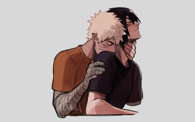 Обои картинки фото аниме, naruto, узумаки, наруто, саске, учиха