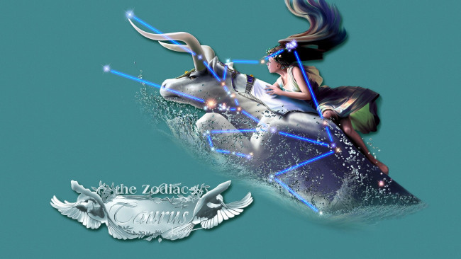 Обои картинки фото фэнтези, _kagaya, девушка, бык, созвездие, телец