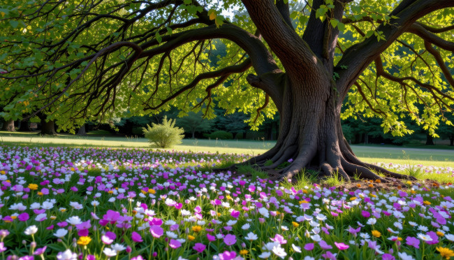 Обои картинки фото автор wp stl, 3д графика, природа , nature, парк, дерево, цветы