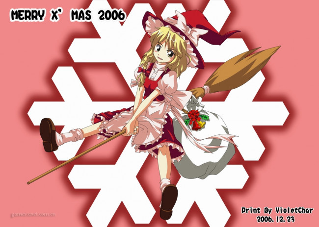 Обои картинки фото touhou, аниме, merry, chrismas, winter