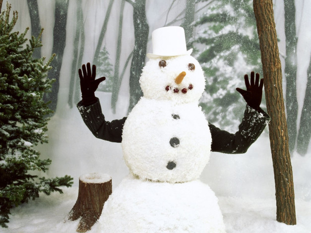 Обои картинки фото праздничные, снеговики