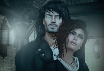 Картинка 3д графика romance мужчина женщина бородка очки