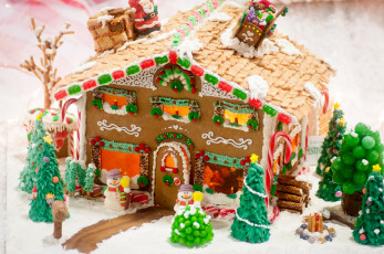 Картинка праздничные угощения пряничный домик