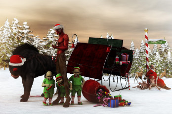 Картинка 3д графика fantasy фантазия эльфы зима