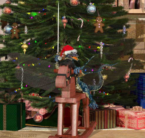 Обои картинки фото 3д, графика, holidays, праздники, украшение, крокодил, елка