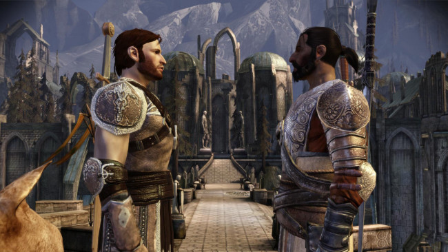 Обои картинки фото dragon, age, origins, видео, игры, воины, город