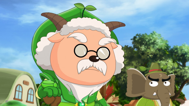 Обои картинки фото мультфильмы, unknown, разное, pleasant, goat, and, big, wolf