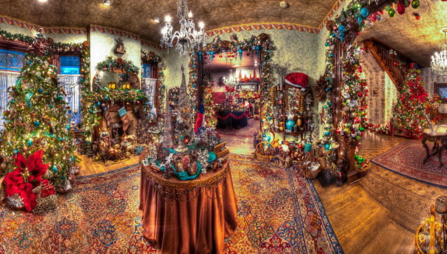 Обои картинки фото праздничные, новогодний, очаг, елка, новый, год