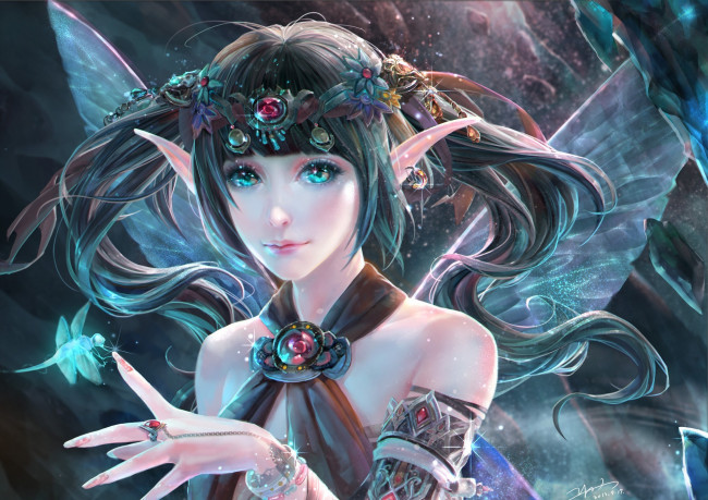 Обои картинки фото фэнтези, феи, крылья, фея, эльфийка, магия, девушка, арт