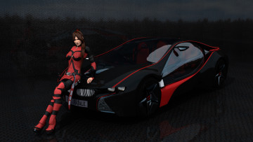 Картинка автомобили 3d+car&girl автомобиль фон взгляд девушка