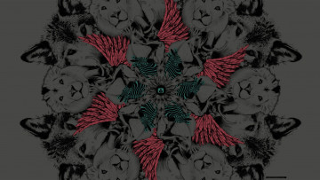 Картинка рисованное животные львы зебры волки