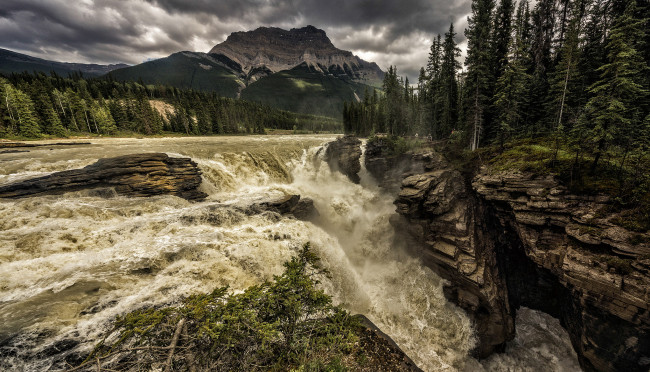 Обои картинки фото природа, водопады, водопад, река, лес