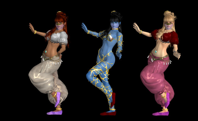 Обои картинки фото 3д графика, люди , people, фон, взгляд, девушки, танец