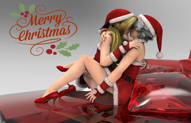 Обои картинки фото 3д графика, праздники , holidays, фон, девушки, взгляд