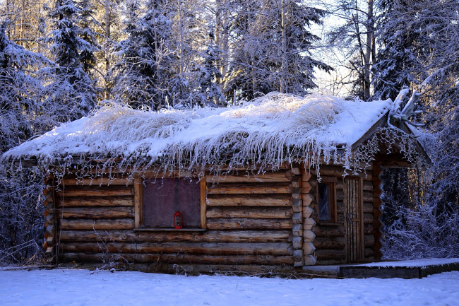 Обои картинки фото города, - здания,  дома, пейзаж, зима, лес, домик, деревья