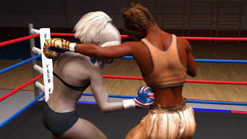 Картинка 3д+графика спорт+ sport взгляд фон ринг бокс девушки