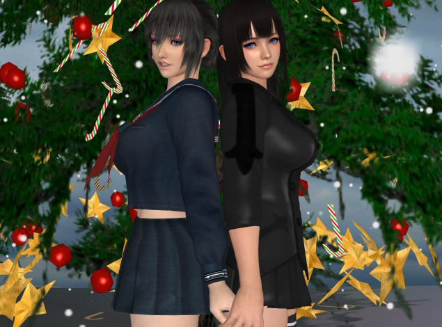 Обои картинки фото 3д графика, праздники , holidays, фон, взгляд, девушки