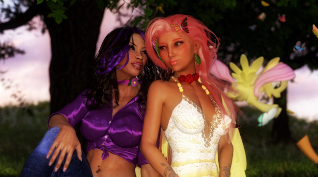 Обои картинки фото 3д графика, люди , people, взгляд, девушки, фон