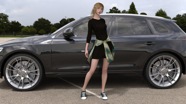 Обои картинки фото 3д графика, люди-авто, мото , people- car ,  moto, фон, взгляд, девушка