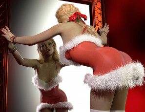 Картинка 3д+графика праздники+ holidays фон девушка взгляд снегурочка