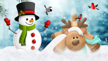 Картинка праздничные векторная+графика+ новый+год снеговик