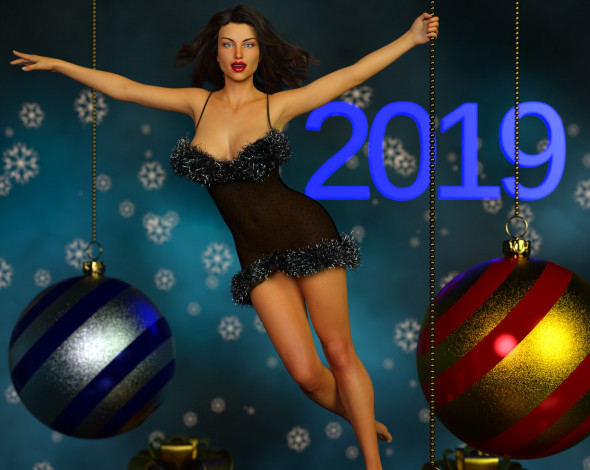 Обои картинки фото 3д графика, праздники , holidays, взгляд, девушка, снегурочка, фон