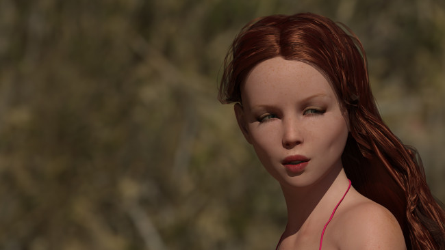 Обои картинки фото 3д графика, портрет , portraits, девушка, взгляд, фон